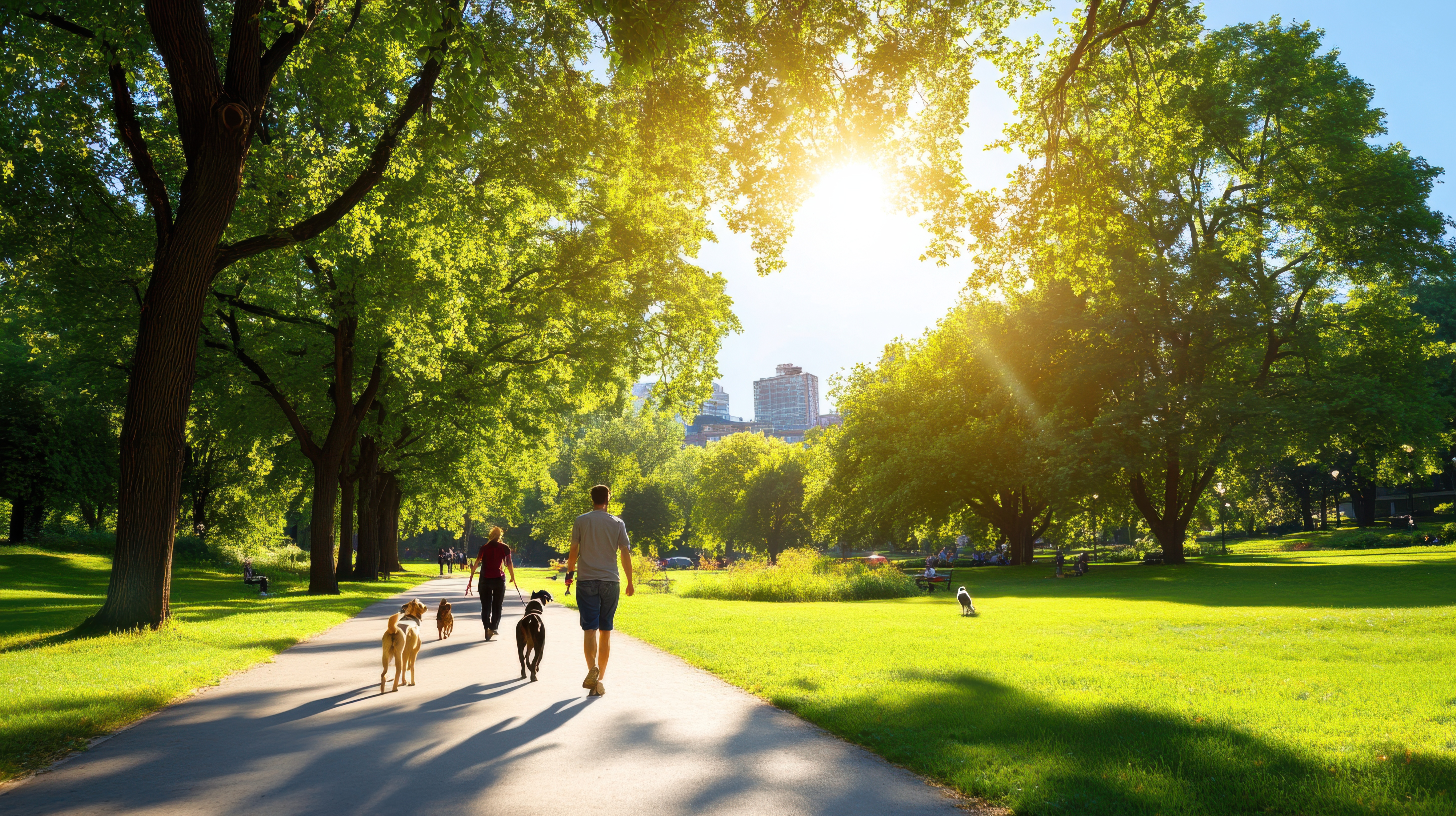 Image of people walking in a park