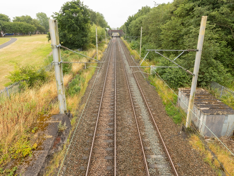 image of a rail track from height.