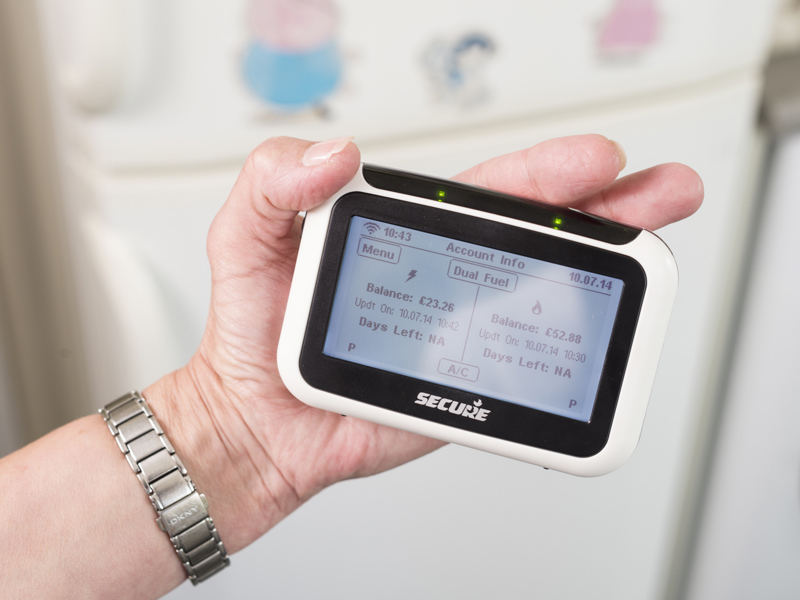 Image of a person holding a smart meter.