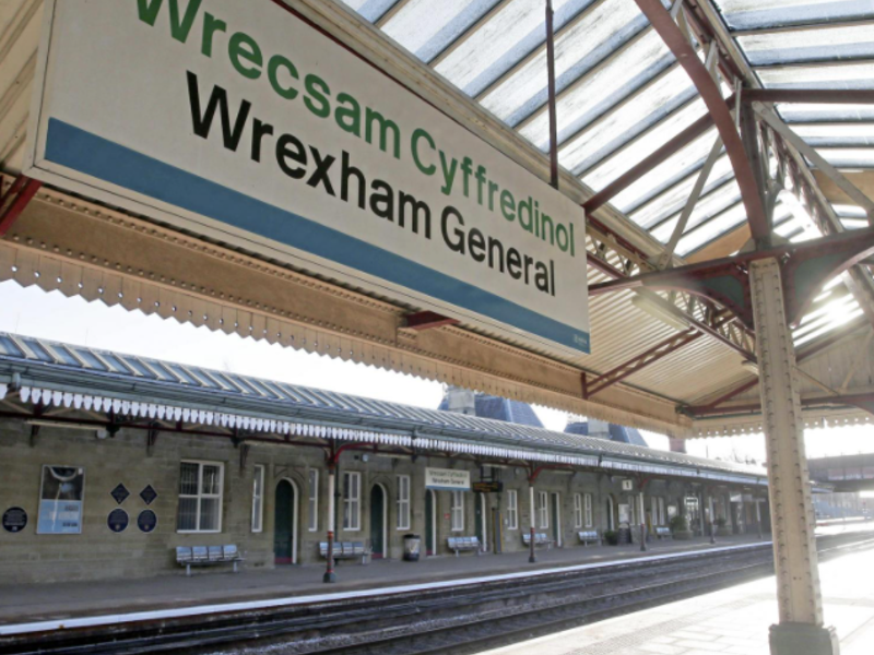Image of Wrexham General rail platform sign.