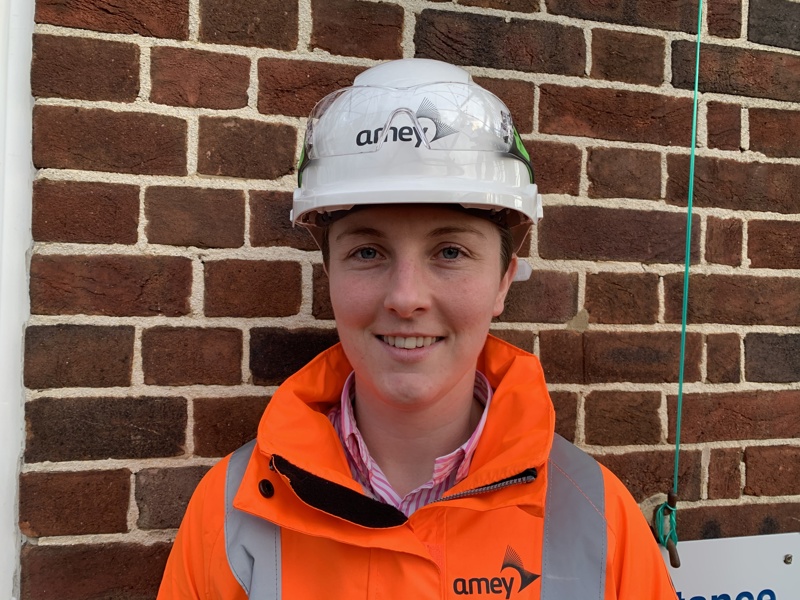 Image of a female Amey employee wearing PPE.