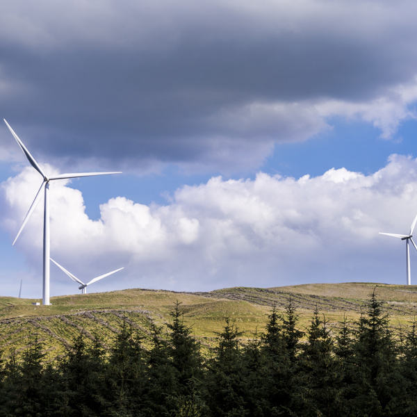 Wind turbines on a hill