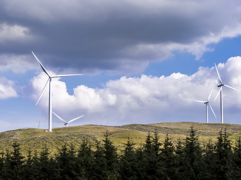 Wind turbines on a hill