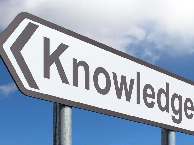 Image of a road sign, named 'Knowledge'.