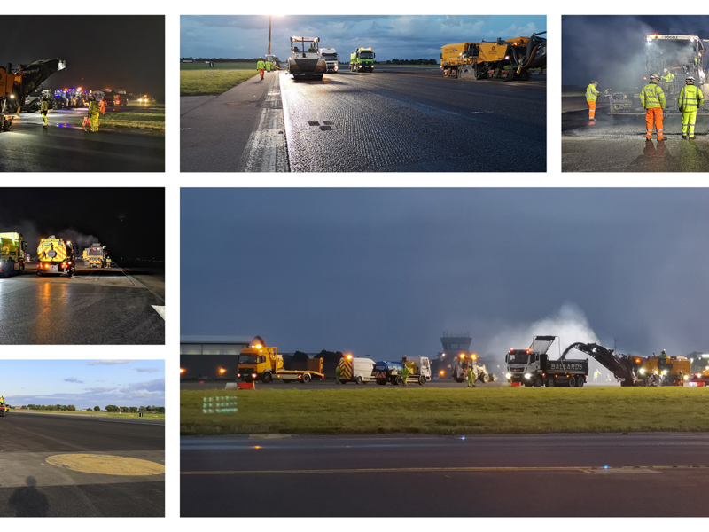 Collage of construction vehicles.